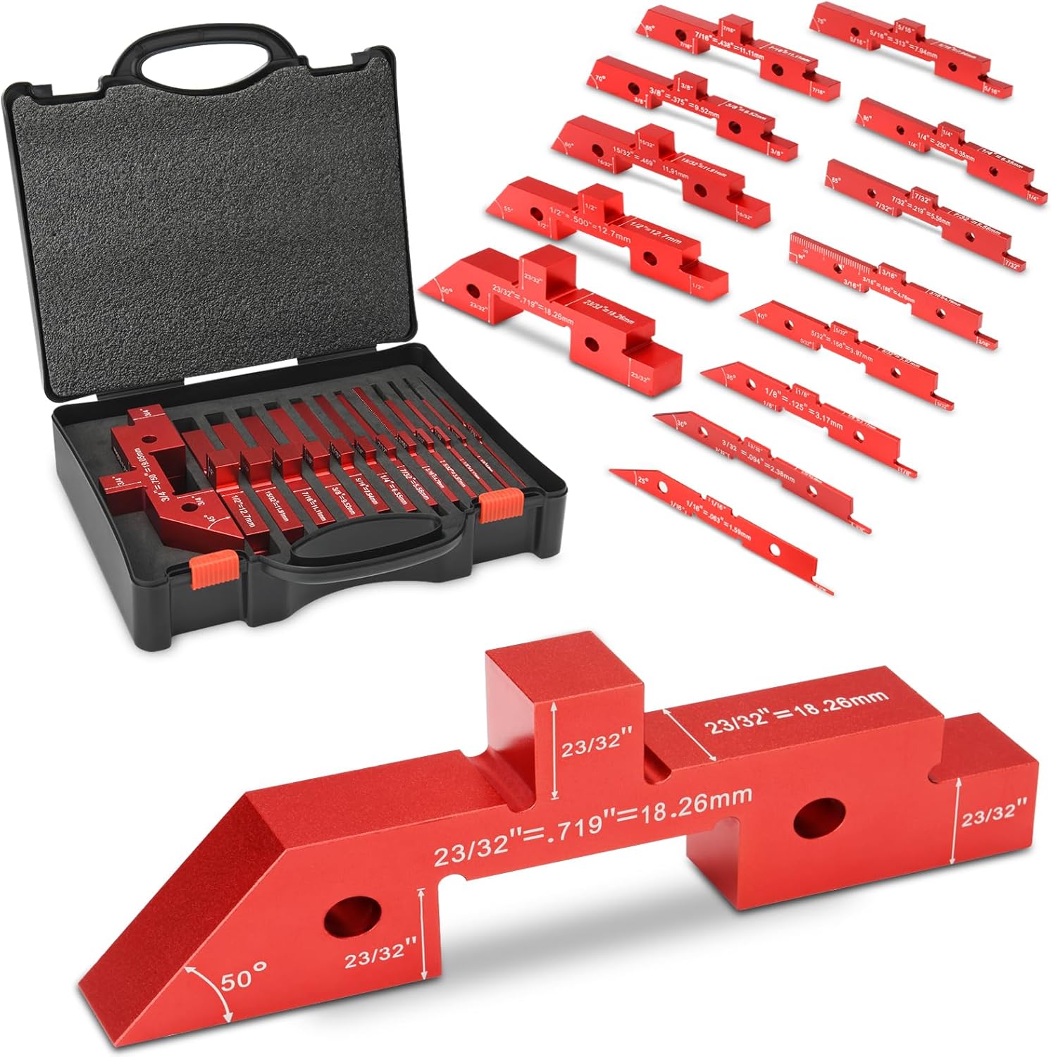 Mrorea 14-Piece Precision Aluminum Setup Blocks for Woodworking