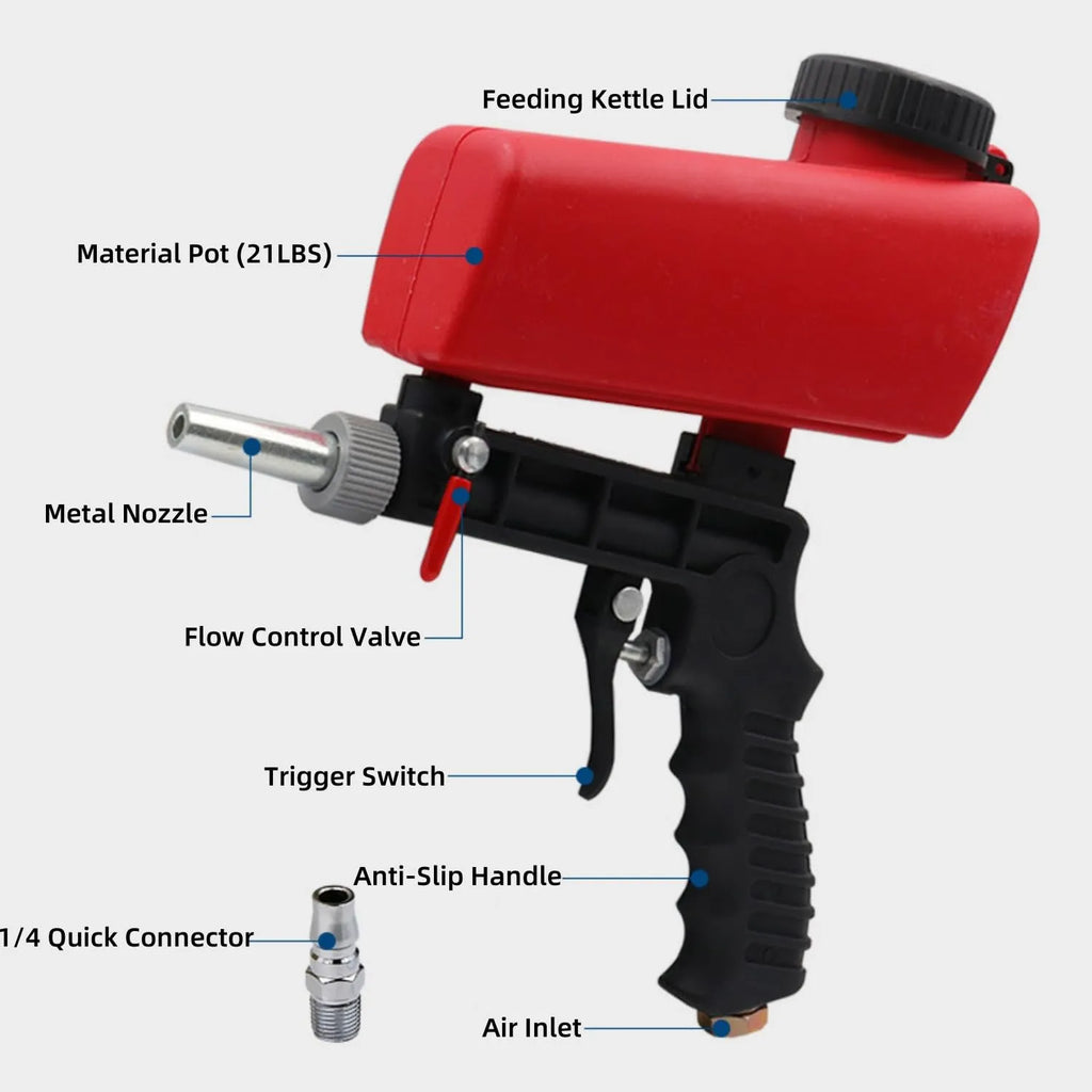 Mrorea Portable 90 PSI Pneumatic Sandblaster Gun Kit