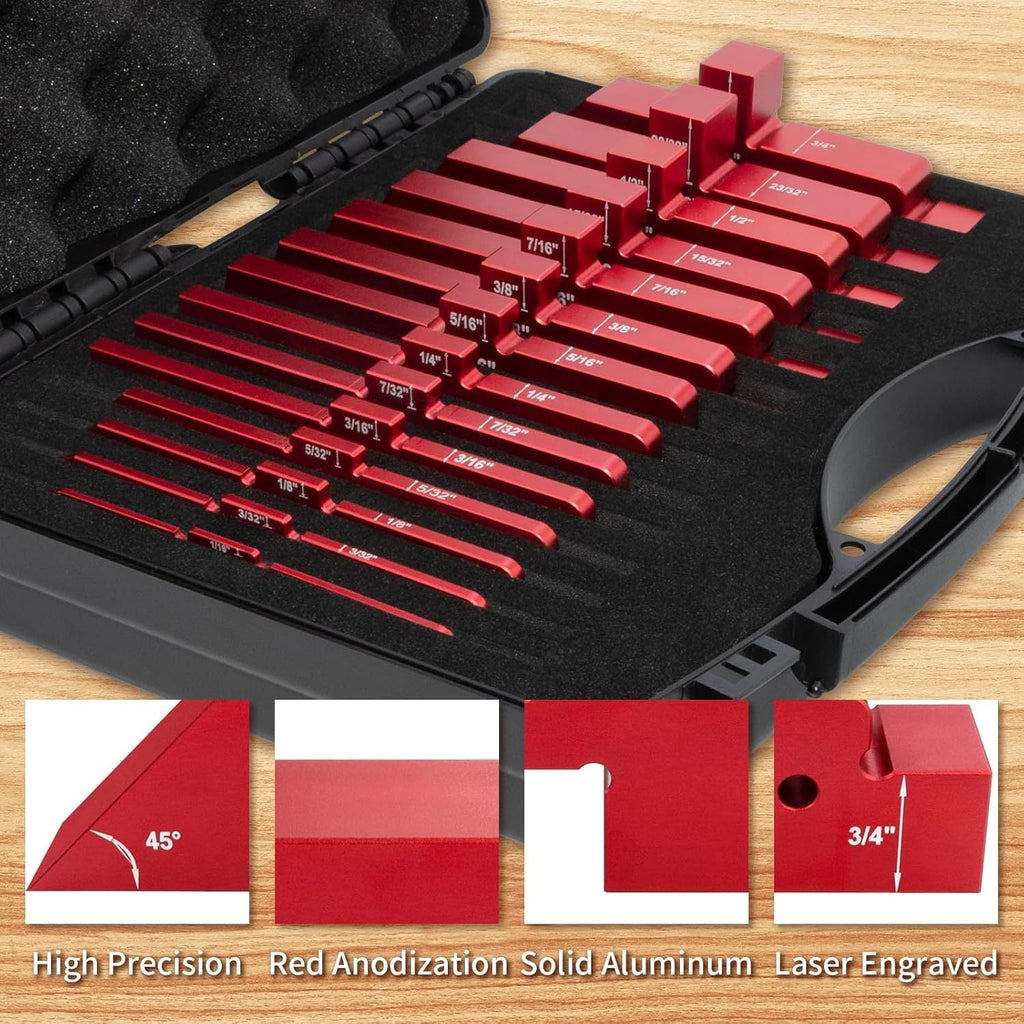 Mrorea 14-Piece Precision Aluminum Setup Blocks for Woodworking