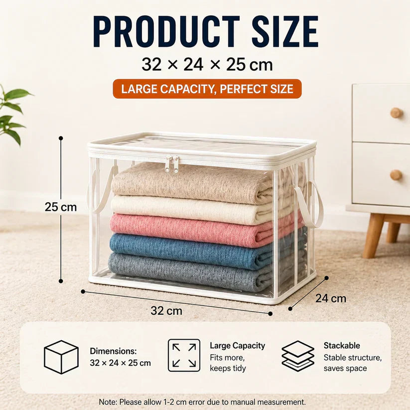 Mrorea Portable Large Heavy-Duty Thick Plastic Clear Storage Box