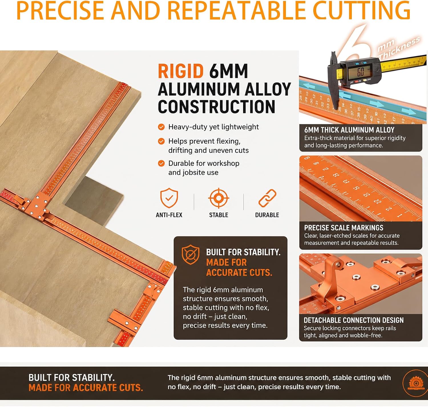 Mrorea Aluminum Alloy Circular Saw Guide Rail