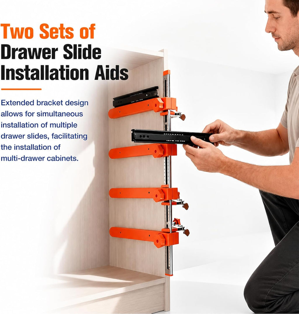 Magnetic drawer slide installation tool for cabinet work