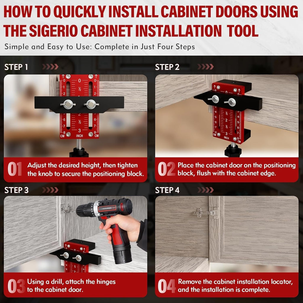 Mrorea Aluminum Alloy Adjustable Cabinet Door Mounting Jig