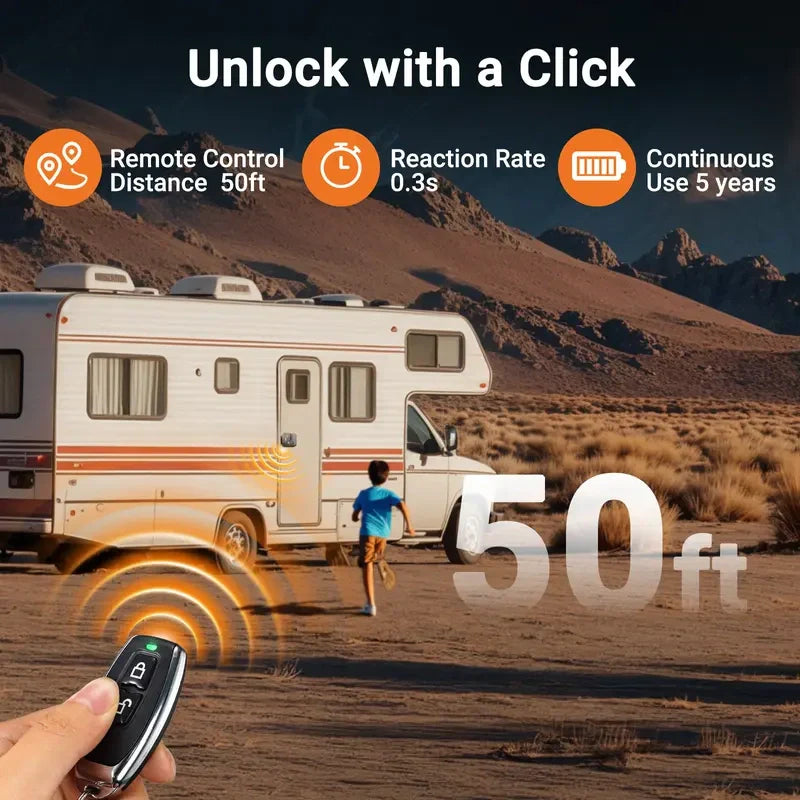 Mrorea Remote Control Bluetooth Fingerprint RV Door Lock(Fits Most Models)