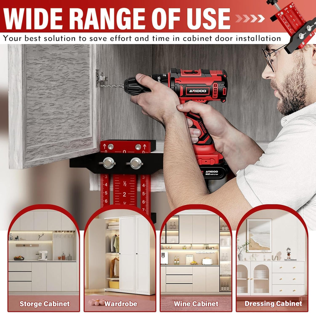 Mrorea Aluminum Alloy Adjustable Cabinet Door Mounting Jig