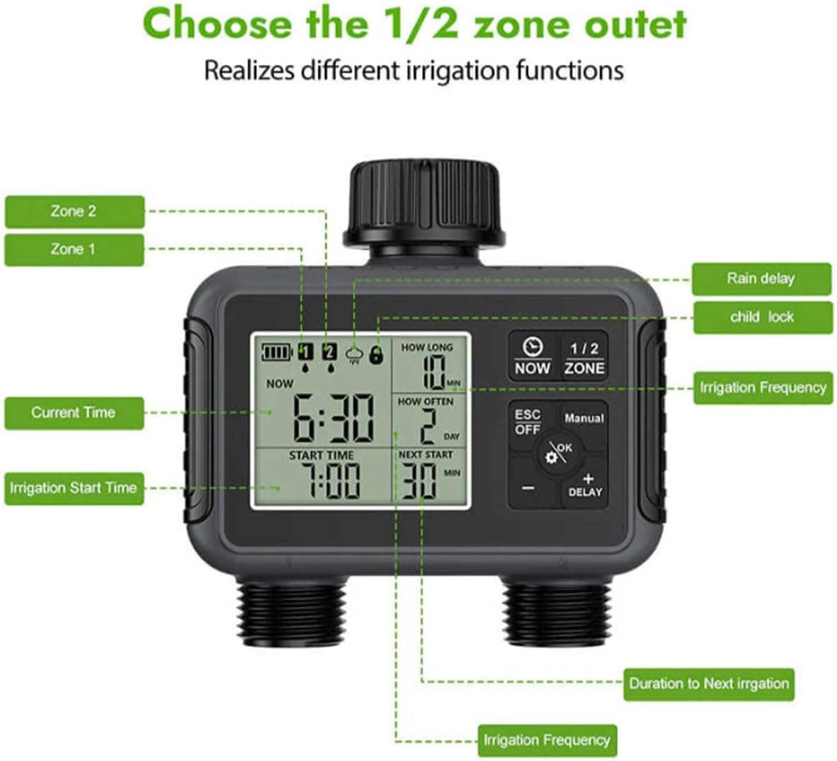Mrorea Wide-Coverage Adjustable Oscillating Lawn Sprinkler