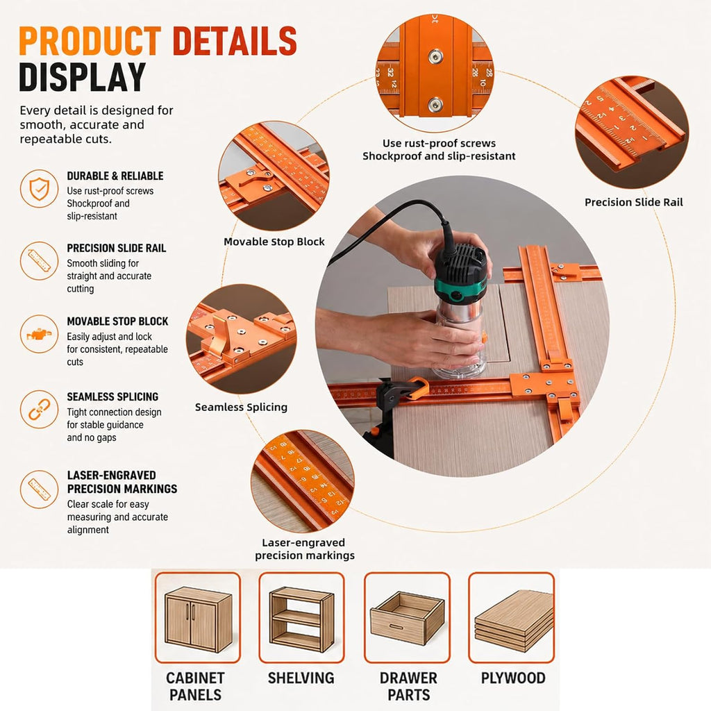 Mrorea Aluminum Alloy Circular Saw Guide Rail