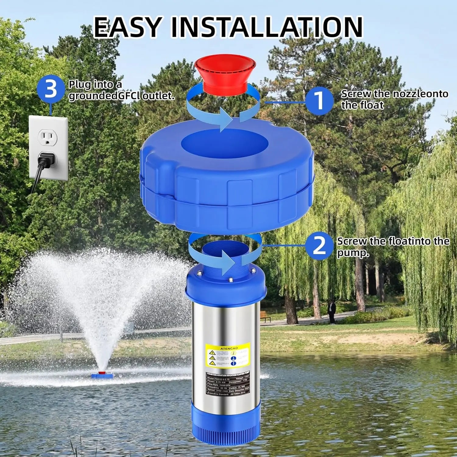 Mrorea Fully Automatic Floating Fountain Aerator