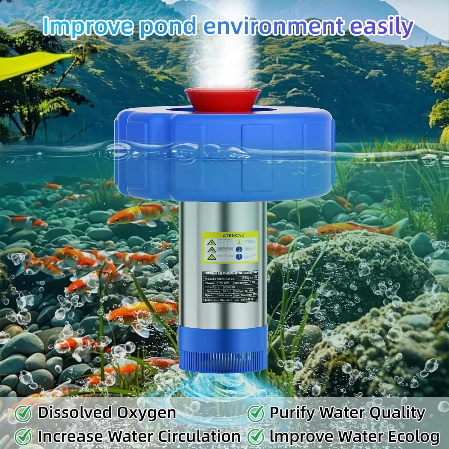 Mrorea Fully Automatic Floating Fountain Aerator