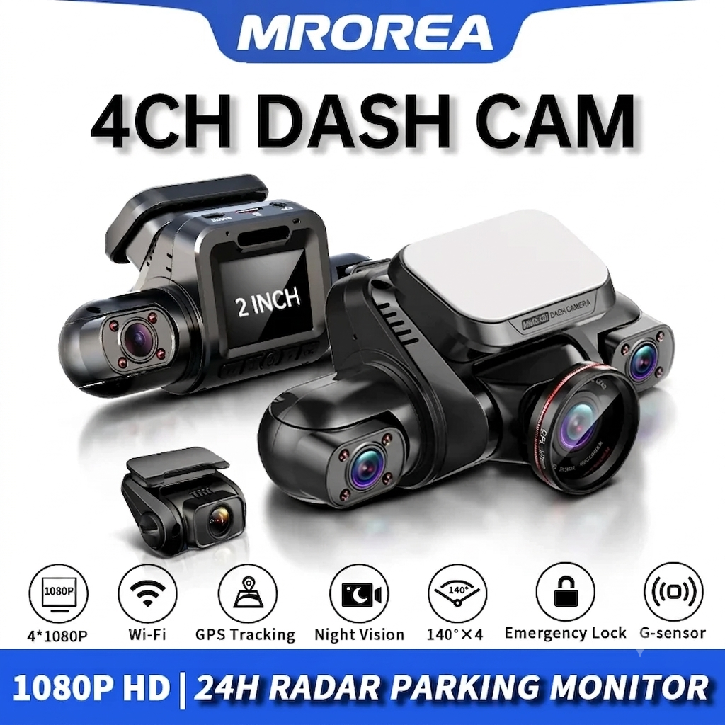 Mrorea M8S Premium 4-Channel 360° Hidden Dash Cam (WiFi & GPS Edition)