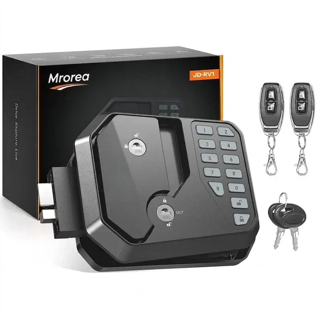Mrorea Remote Control Bluetooth Fingerprint RV Door Lock(Fits Most Models)