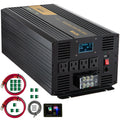VEVOR Pure Sine Wave Power Inverter 12V DC to 120V AC Aluminum Alloy LCD Screen & LED Indicators for Powering Laptop Fan Grinder