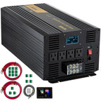 VEVOR Pure Sine Wave Power Inverter 12V DC to 120V AC Aluminum Alloy LCD Screen & LED Indicators for Powering Laptop Fan Grinder