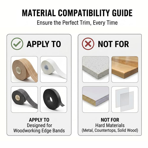 Edge banding trimmer for straight curved and chamfered edges