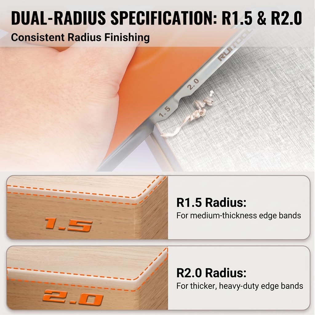 Ergonomic push handle on edge banding trimming tool