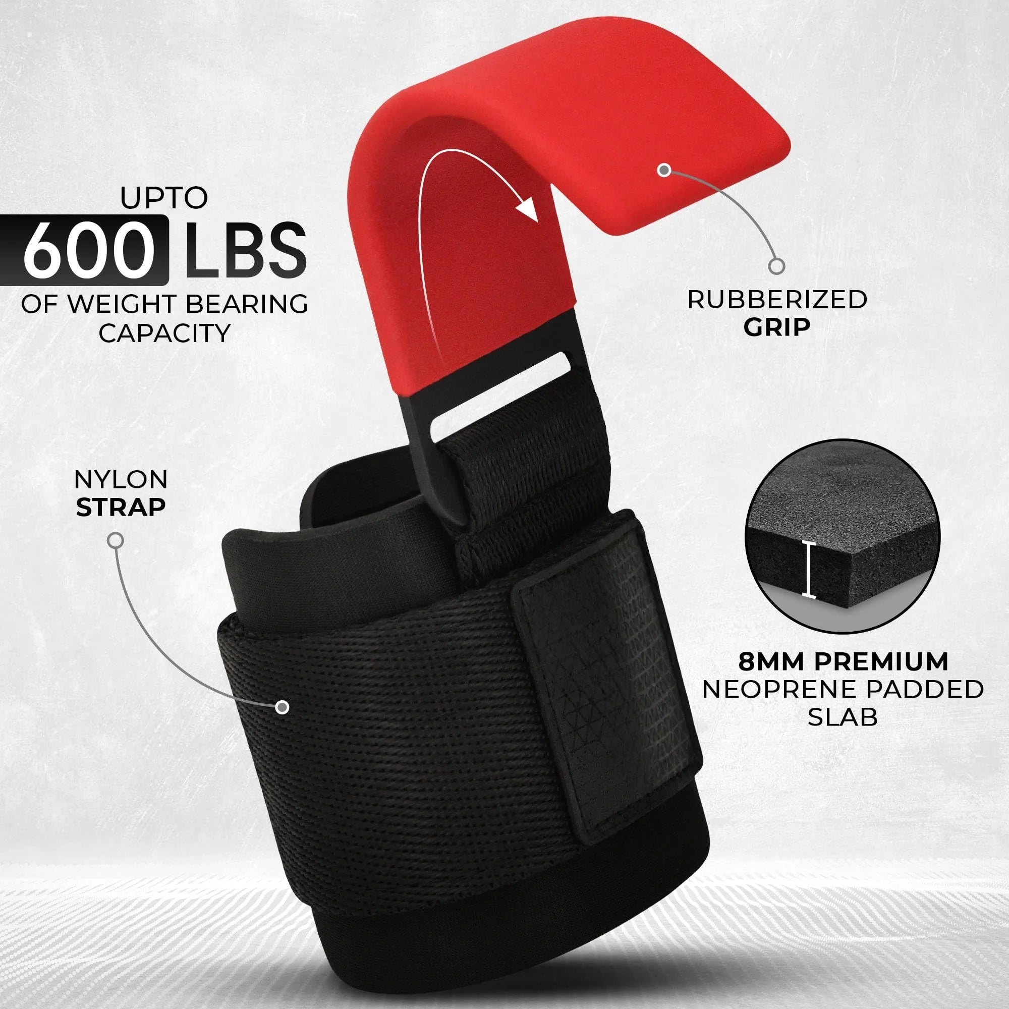Mrorea Neoprene Wrist-Support Weight Lifting Hooks