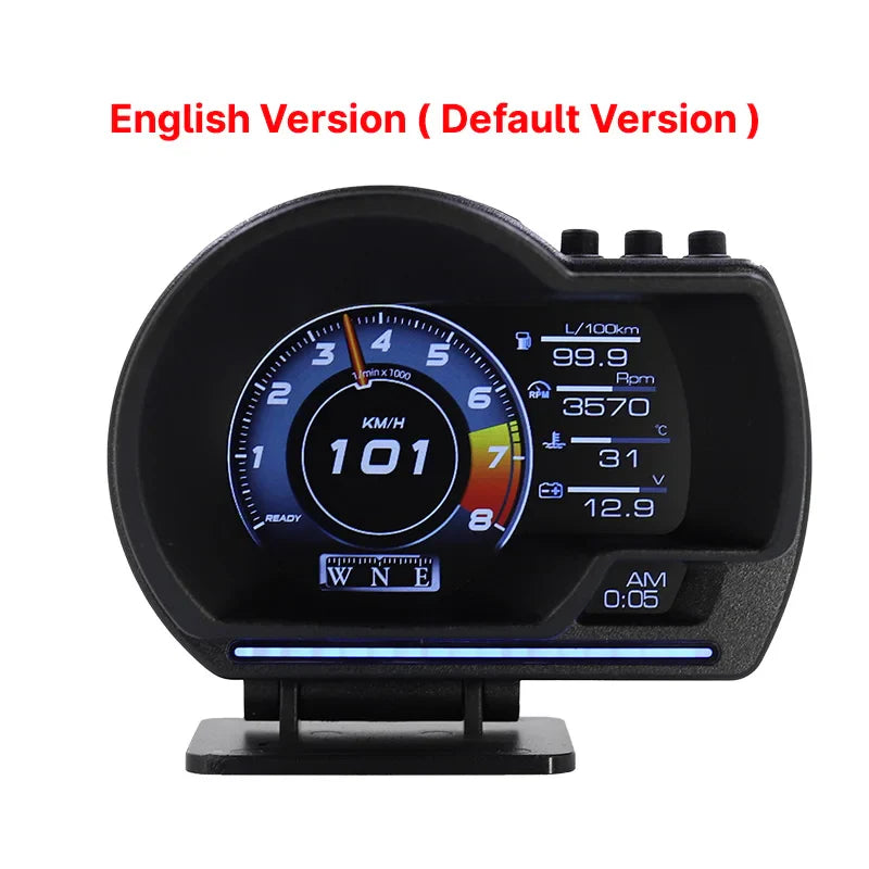 Vjoycar V60 Newest Head Up Display Auto Display OBD2+GPS Smart Car HUD Gauge Digital Odometer Security Alarm Water&Oil Temp. RPM