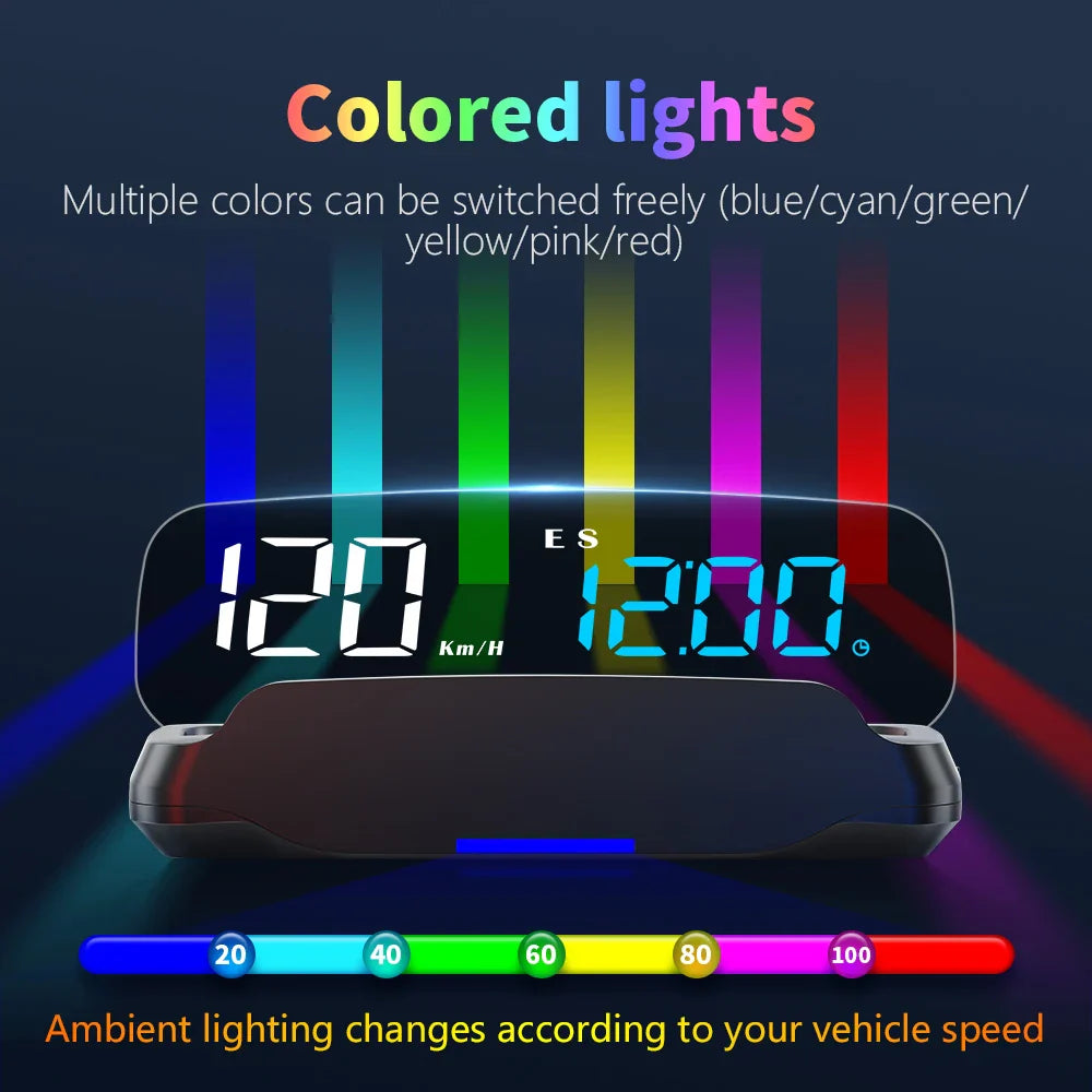 Geyiren C7 HUD - Digital Speedometer Time Odometer KMH MPH Speed Alarm GPS Head Up Display Fit All Cars