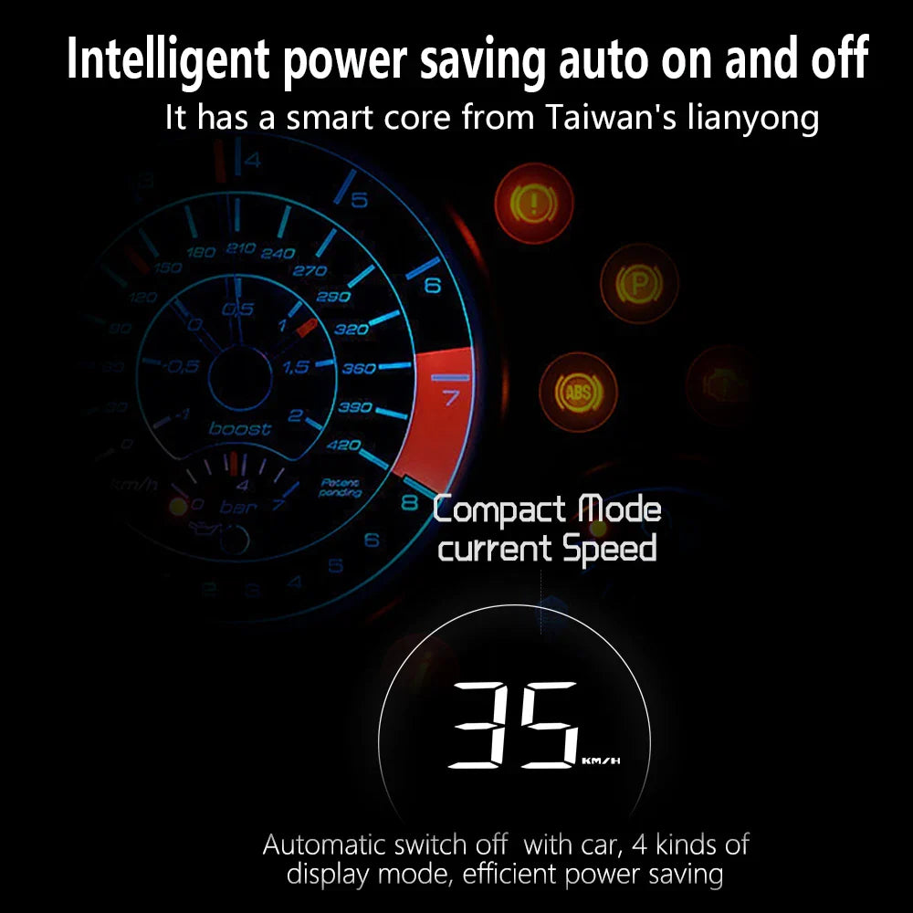 Geyiren C700 HUD - OBD2 Display Car Head Up Display Digital Speedometer Security Alarm Over Speed Water Temp Universal Gauge