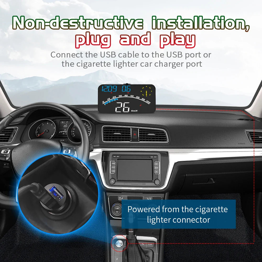 Geyiren G10 HUD - Digital Speedometer MPH KM/H Speed Gauge GPS Head Up Display for All Cars Trucks Motorcycle