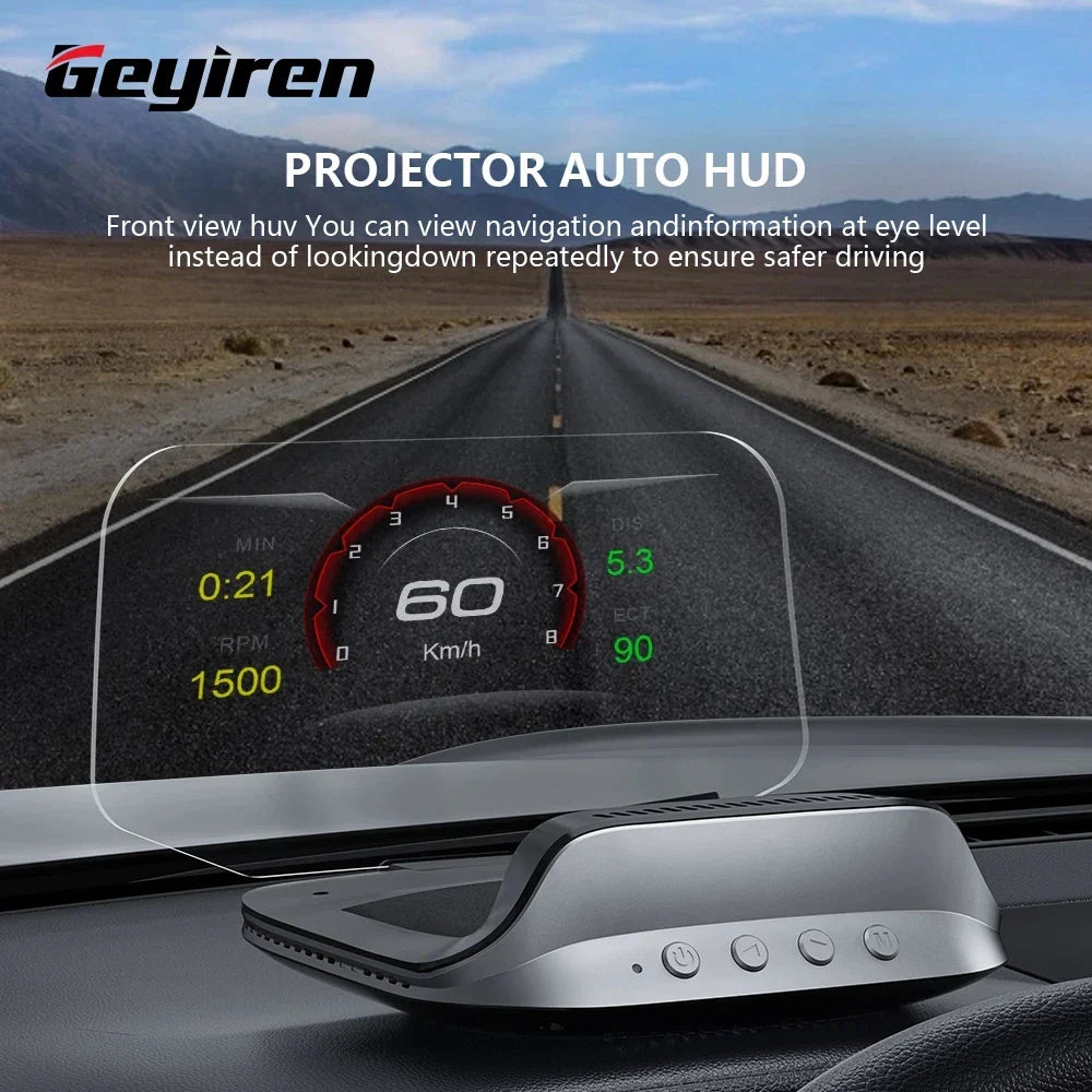 GEYIREN C3 HUD - Speedometer Obd2 EOBD GPS Navigation Glass Projector Head Up Display For All Car