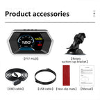 GEYIREN P17 HUD - Car Display GPS On-board Computer Digital Speedometer Water&Oil Temp Gauge OBD2 Head Up Display