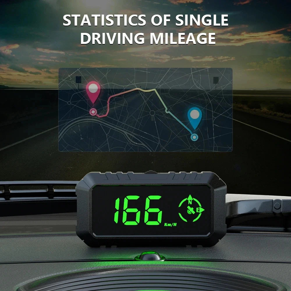 Geyiren G7 HUD - Digital Speedometer Over Speed Alarm Security Big Font KM/H Smart GPS Head-up Display Fit All Cars