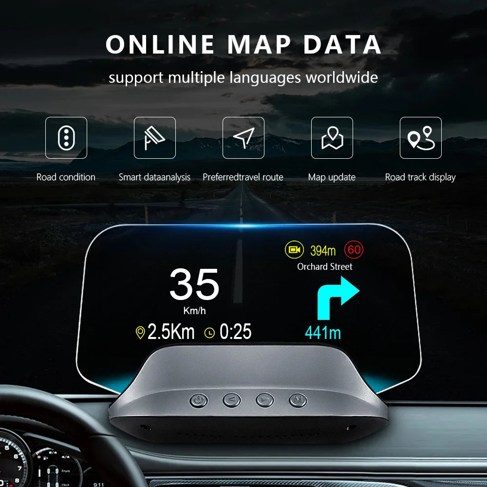 GEYIREN C3 HUD - Speedometer Obd2 EOBD GPS Navigation Glass Projector Head Up Display For All Car