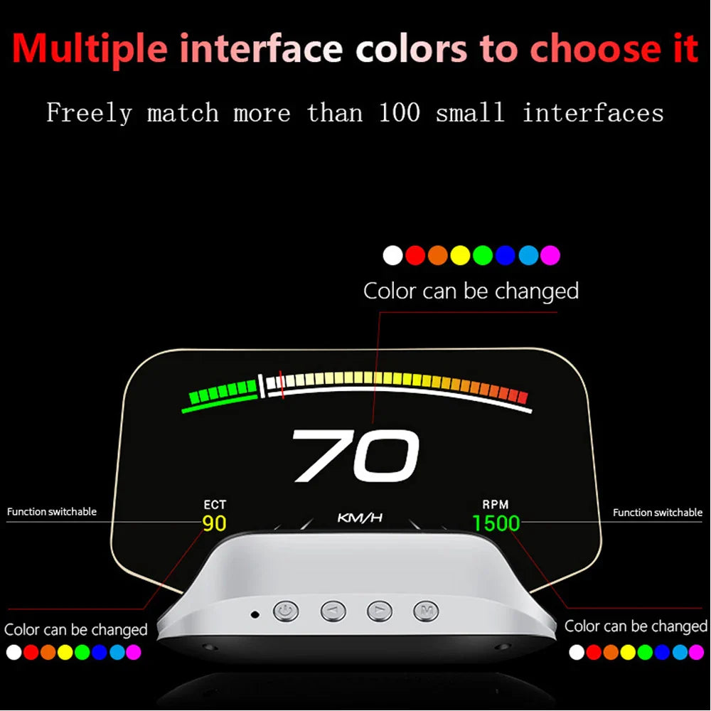 GEYIREN C3 HUD - Speedometer Obd2 EOBD GPS Navigation Glass Projector Head Up Display For All Car