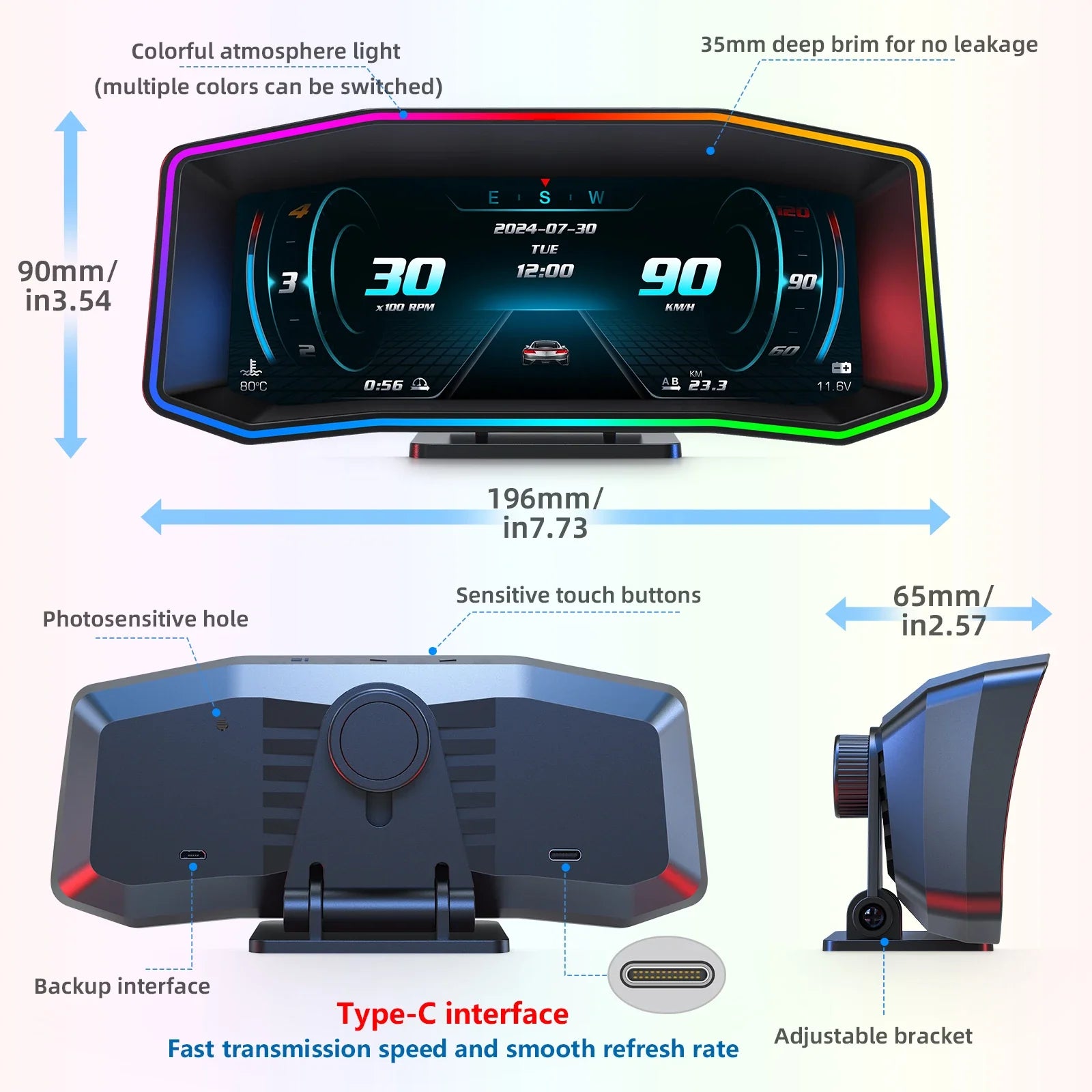 Geyiren P4 HUD - OBD2 Display Smart Digital Speedometer inclinometro 4x4 GPS Water Temp On-board computer Car Head Up Display