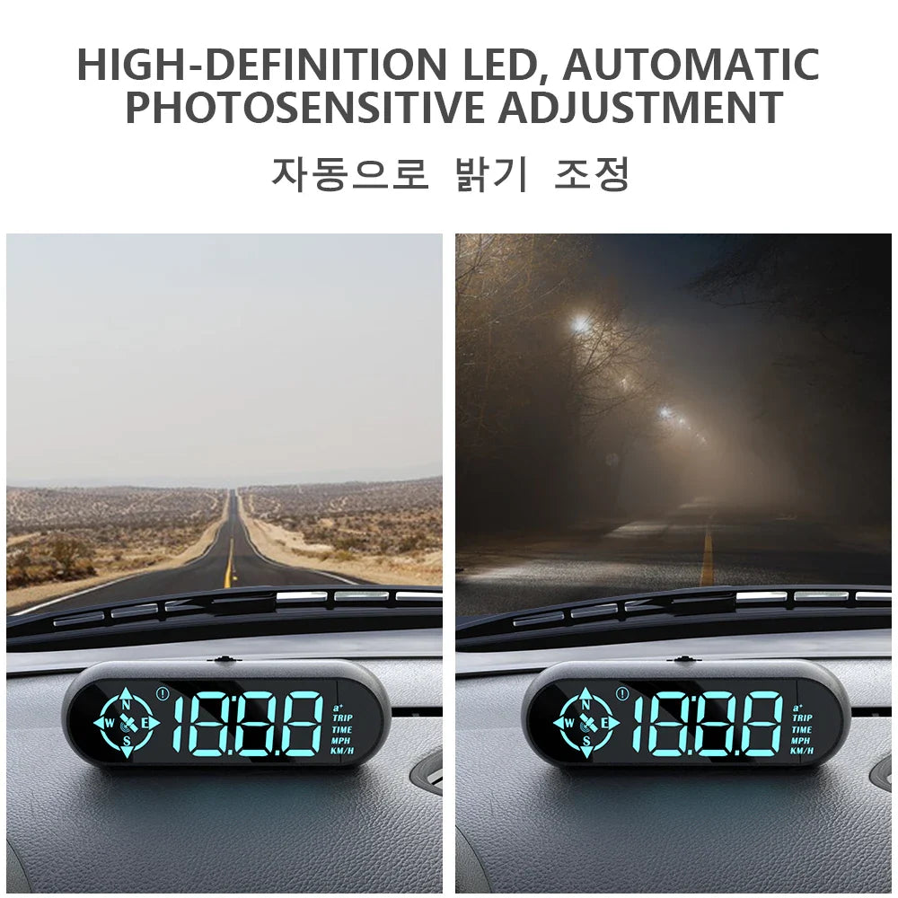 Geyiren G9 GPS HUD - Auto Digital Speedometer Security Over Speed Alarm Clock Compass Odometer Car Head Up Display