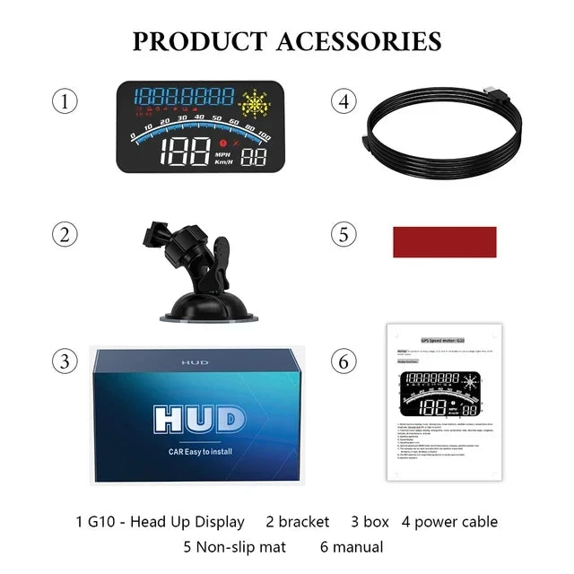 Geyiren G10 HUD - Digital Speedometer MPH KM/H Speed Gauge GPS Head Up Display for All Cars Trucks Motorcycle
