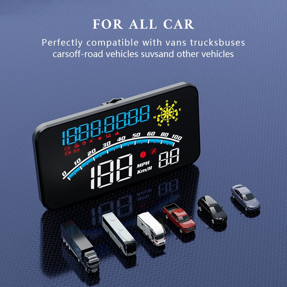 Geyiren G10 HUD - Digital Speedometer MPH KM/H Speed Gauge GPS Head Up Display for All Cars Trucks Motorcycle