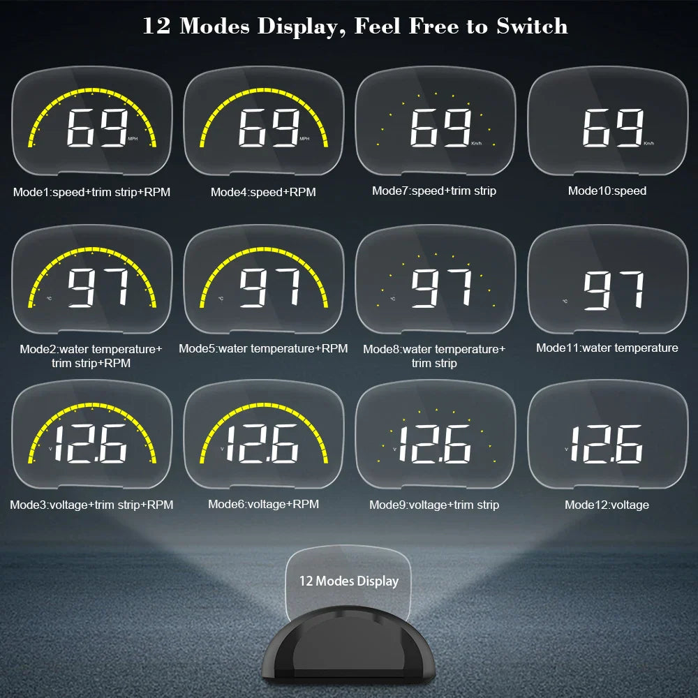 Geyiren C700S HUD - OBD HUD OBD2 GPS Dual System Head-up Display Digital Speedometer Water temp Fuel Consumption Auto Electronic