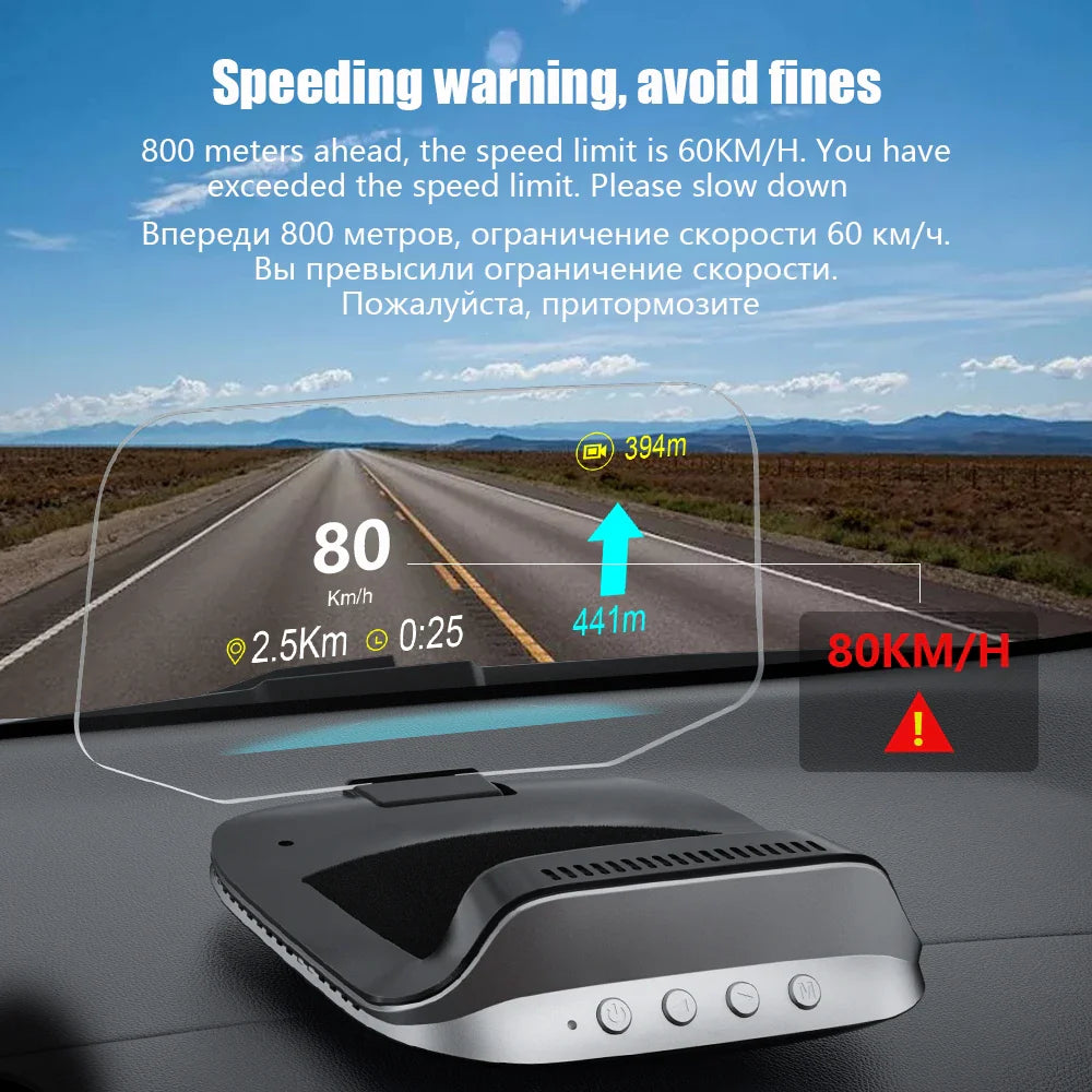 GEYIREN C3 HUD - Speedometer Obd2 EOBD GPS Navigation Glass Projector Head Up Display For All Car