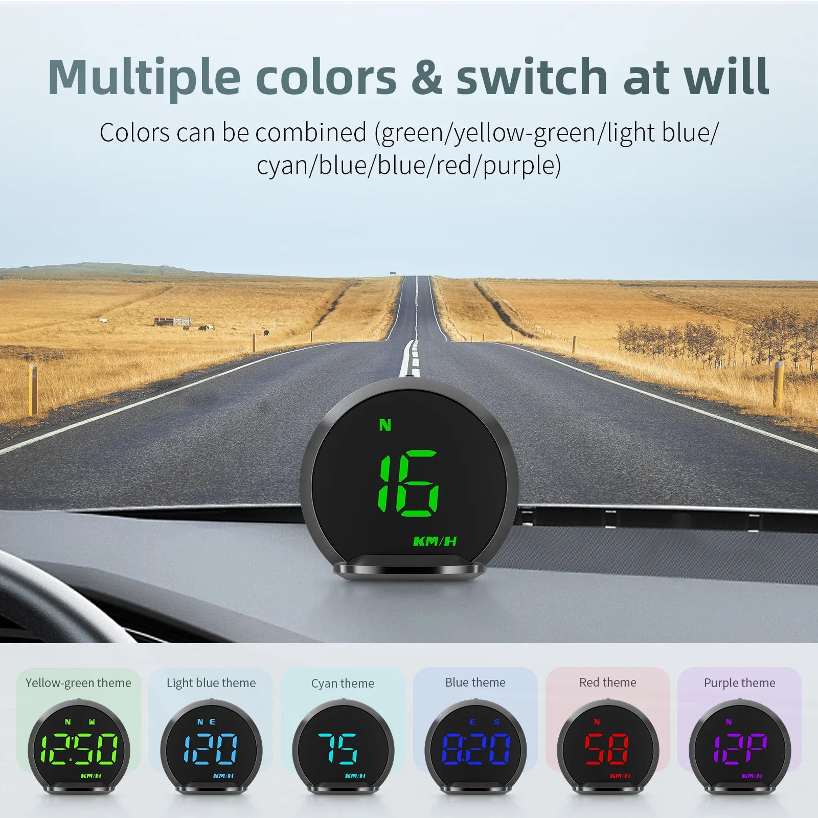 Geyiren G13 HUD - GPS Digital Speedometer Head Up Display Car Projector Over Security Speed Alarm km/h Clock Odometer Universal Auto Gauge