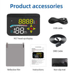 Geyiren M17 HUD - OBD2 GPS Car Head Up Display Windshield Speed Projector KMH MPH RPM Digital Speedometer Water Temp Alarm