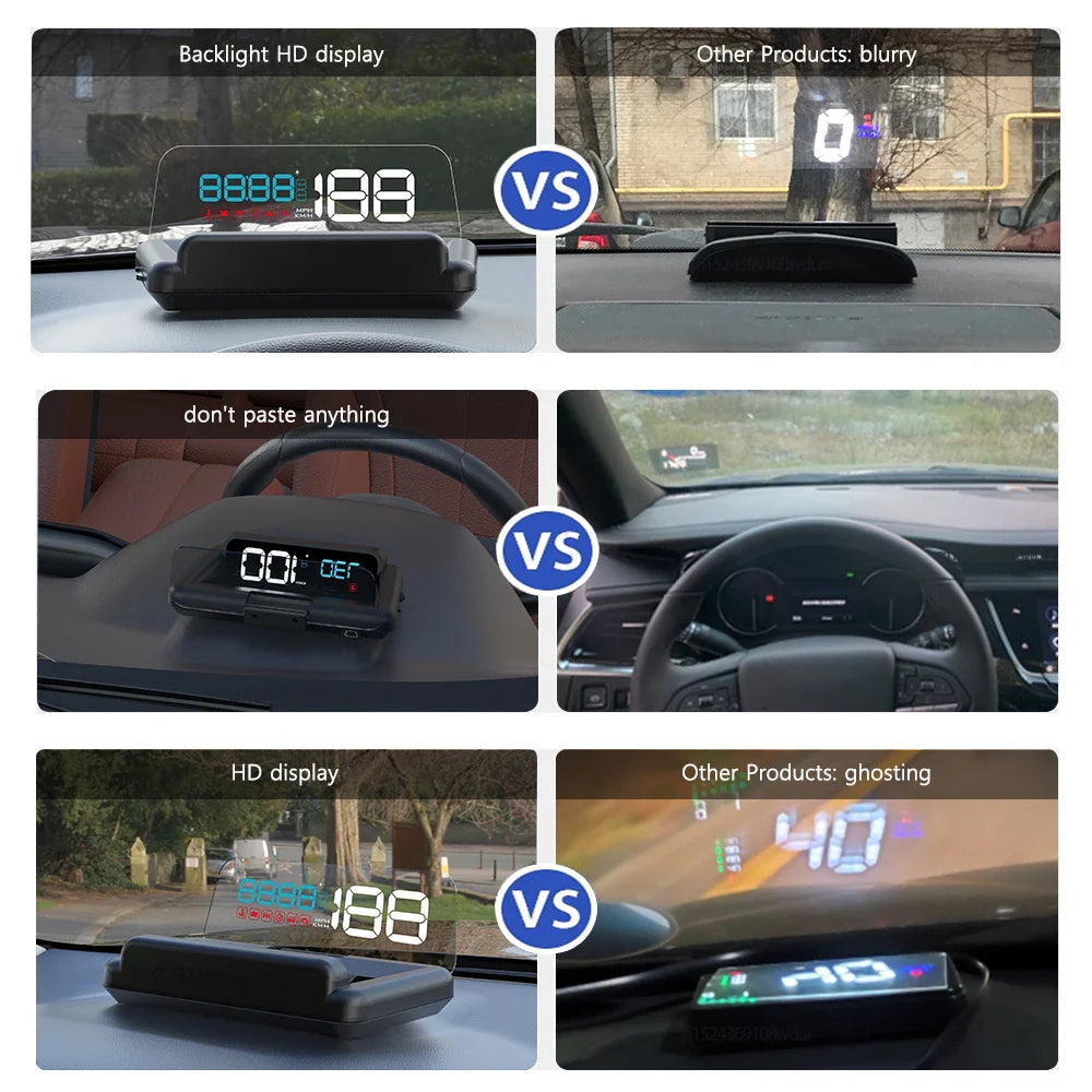 GEYIREN C500 HUD - Auto OBD2 GPS Head-Up Display EOBD Windshield Car Speedometer Projector Digital Accessories For All Car