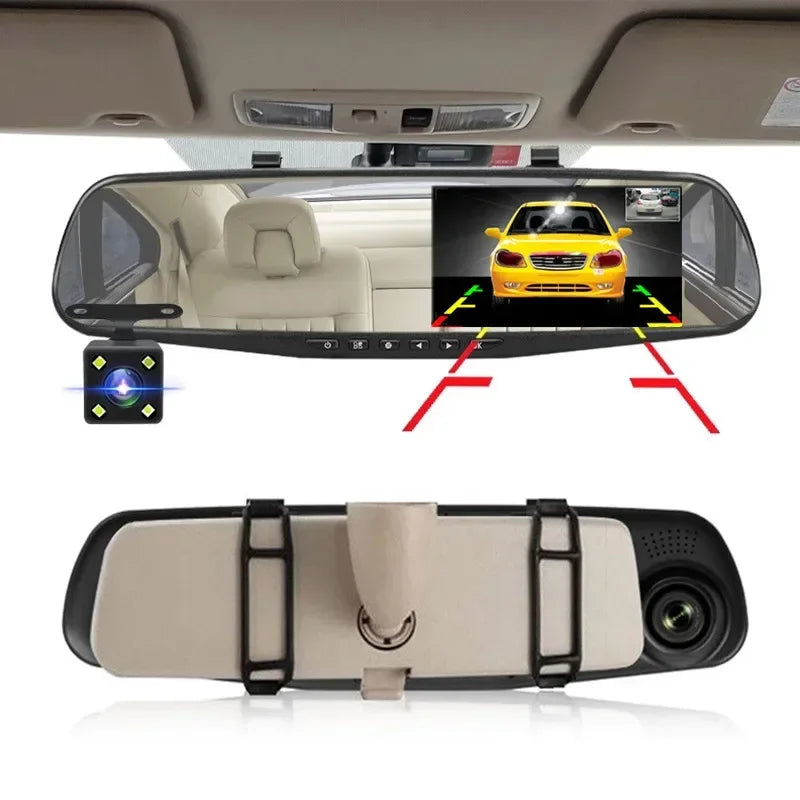 Mrorea 4.3" HD 1080P Rearview Mirror Dash Cam | Dual-Lens Front & Rear Car Recorder