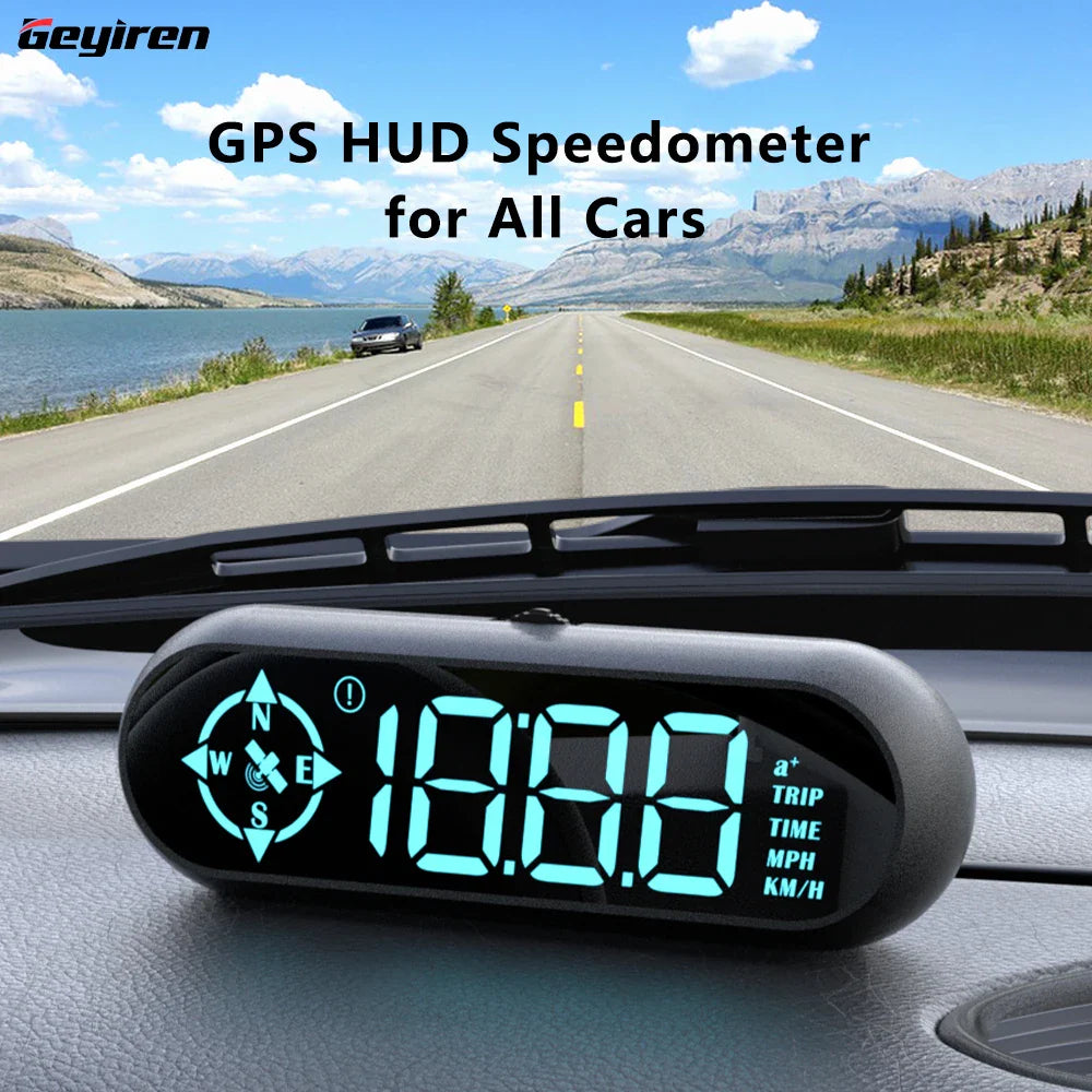 Geyiren G9 GPS HUD - Auto Digital Speedometer Security Over Speed Alarm Clock Compass Odometer Car Head Up Display