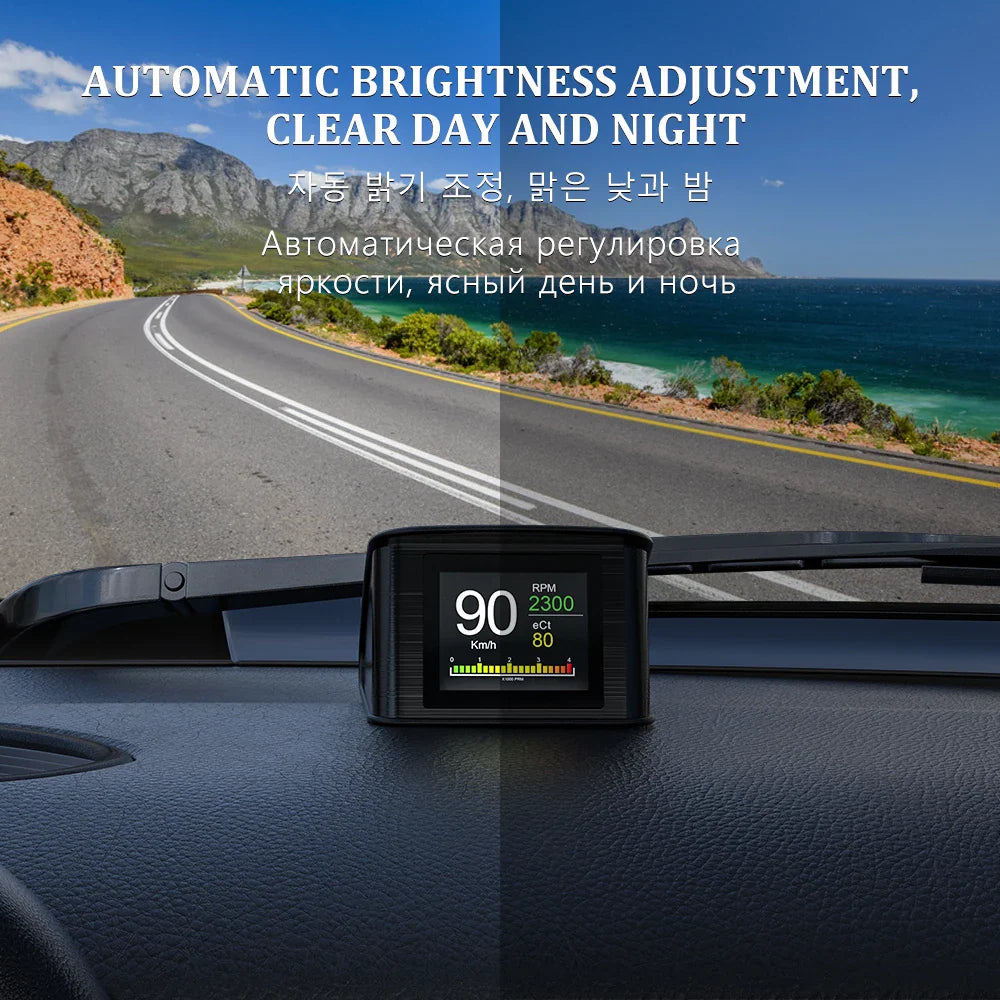 GEYIREN P10 HUD - OBD2 Car Display Head Up Display Smart Digital Speedometer Mileage Water Temperature Turbo Pressure Gauges