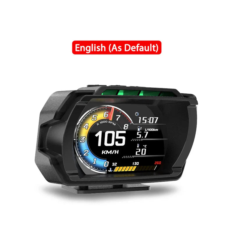 Vjoycar V80 2024 Newest Dashboard Head Up Display OBD2 HUD Total Mileage Car Logo Turbo Boost Security Alarm Water&Oil Temp. RPM