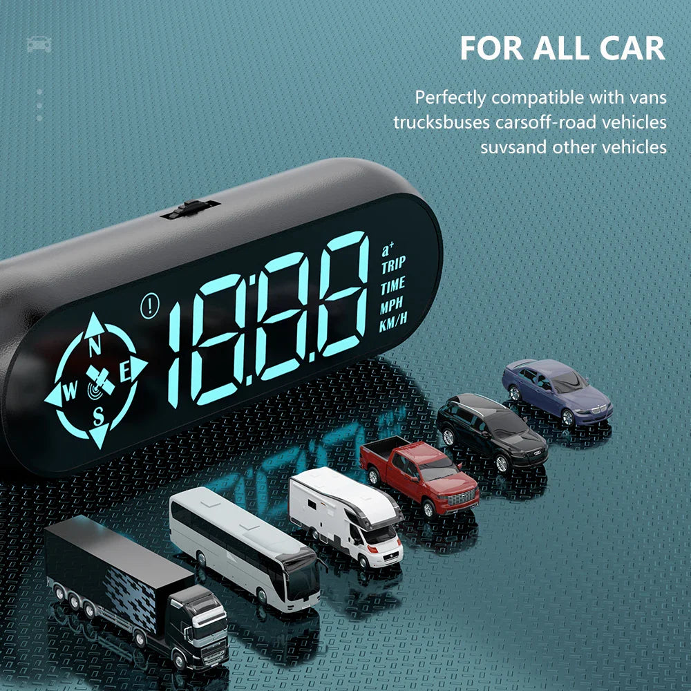 Geyiren G9 GPS HUD - Auto Digital Speedometer Security Over Speed Alarm Clock Compass Odometer Car Head Up Display