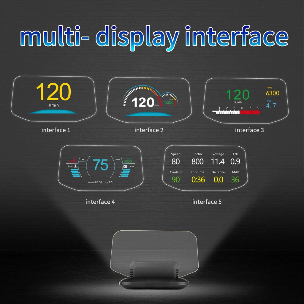 GEYIREN C1 OBD2 HUD - Car Head Up Display GPS Navigation Projector Digital Speed Gauge Overspeed Warning KMH MPH Plug and Play