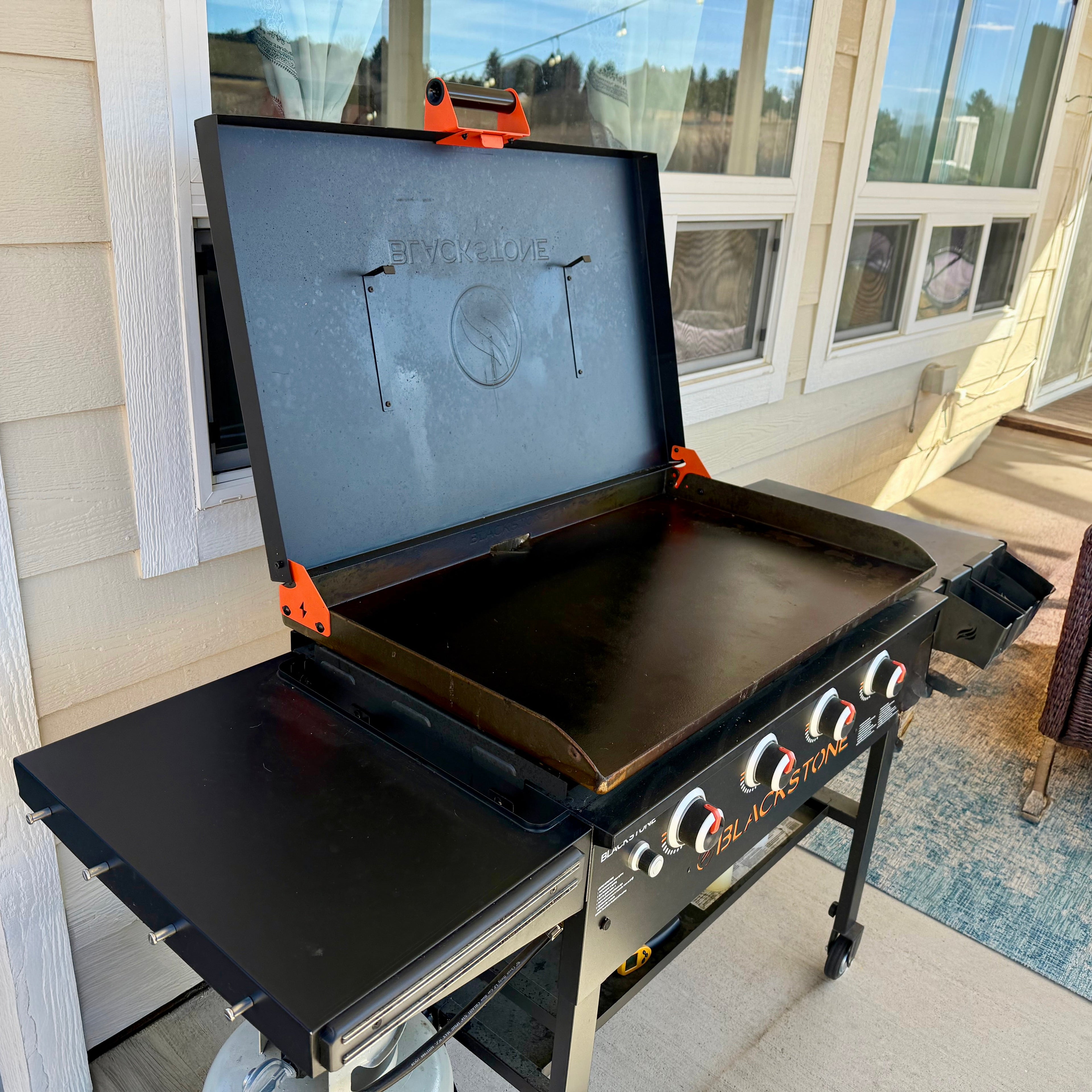 Mrorea The Original Hinge & Handle Kit for Blackstone Griddles | No-Drill Hinged Lid Upgrade