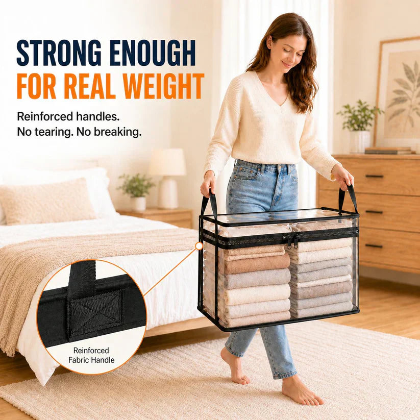 Mrorea Portable Large Heavy-Duty Thick Plastic Clear Storage Box