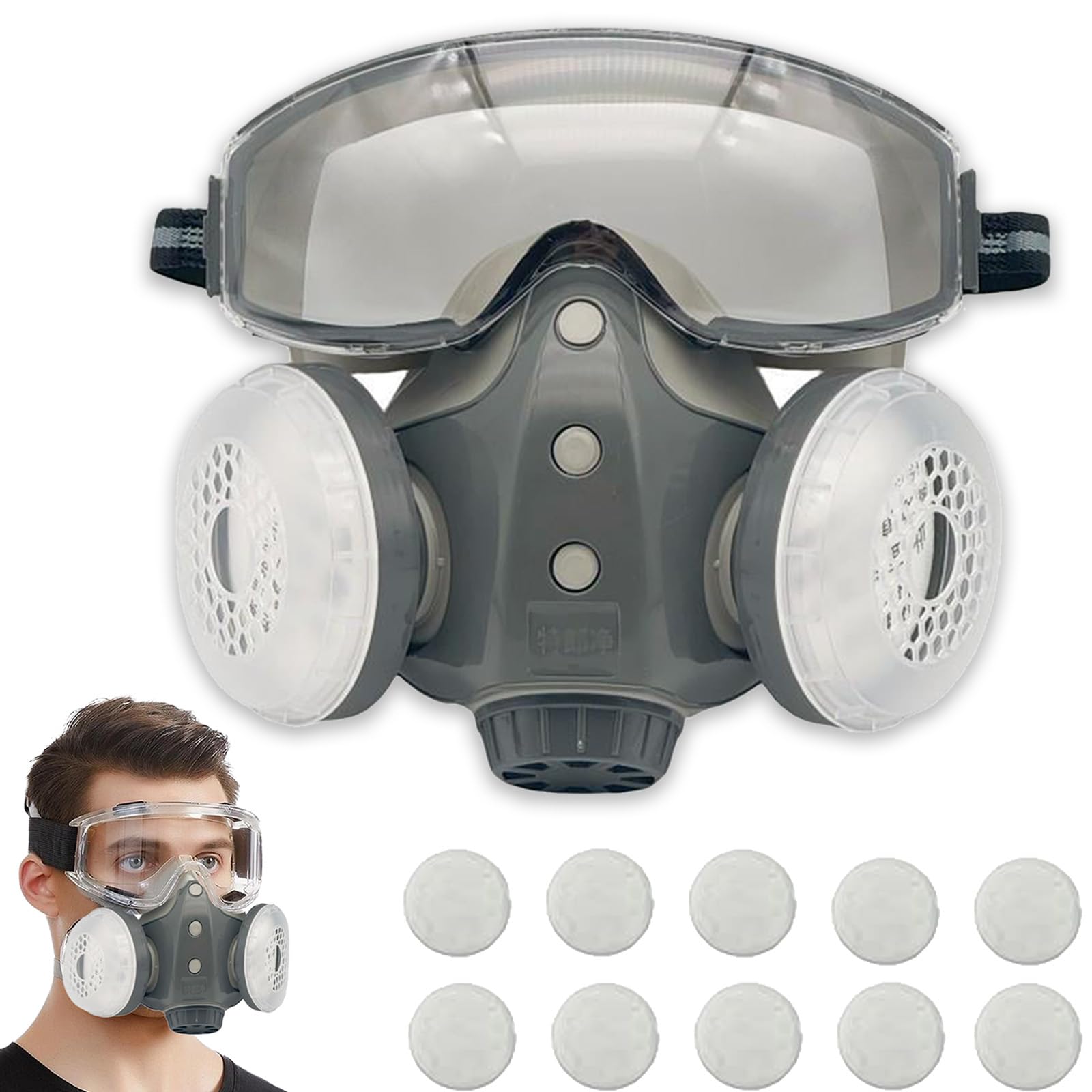 Mrorea Dust-Proof Integrated Respirator Mask – Adjustable Comfortable Full-Face with Filters