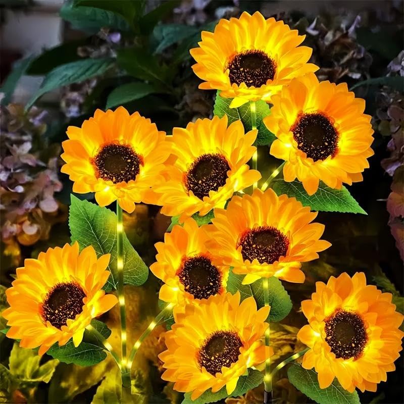 Mrorea Waterproof Realistic Solar LED Sunflower Lights for garden lawn and outdoor maintenance image 2