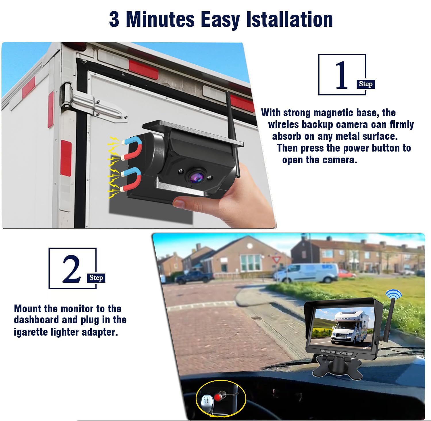 Mrorea Magnetic Solar Wireless Backup Camera