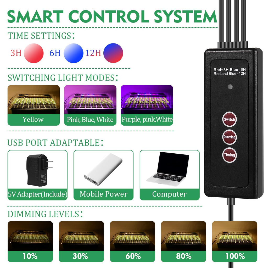 Mrorea Seed Starter Tray with Grow Light Set for garden lawn and outdoor maintenance image 2